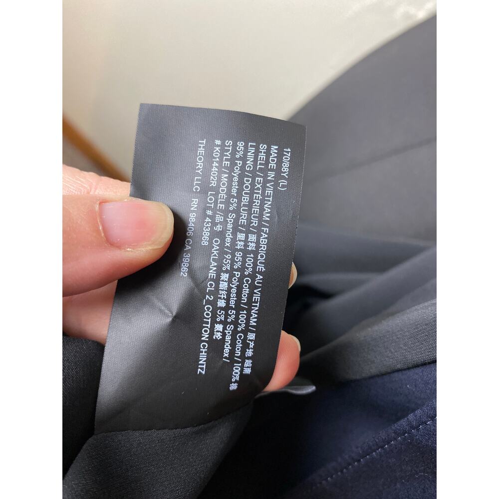 THEORY SILK TRENCH Coat Midnight Blue Sz Large NWT Elegant Designer Classic Fit - Picture 11 of 12